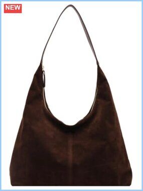 Faux Suede Shoulder Bag Slouchy Crescent Tote Handbag Travel Work